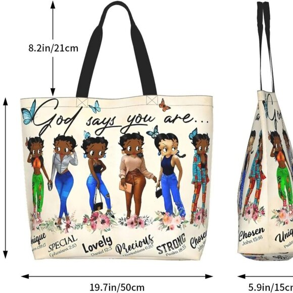 Women Tote Bag Polyester Large Capacity Casual Travel Shopping Purse - Picture 6 of 9